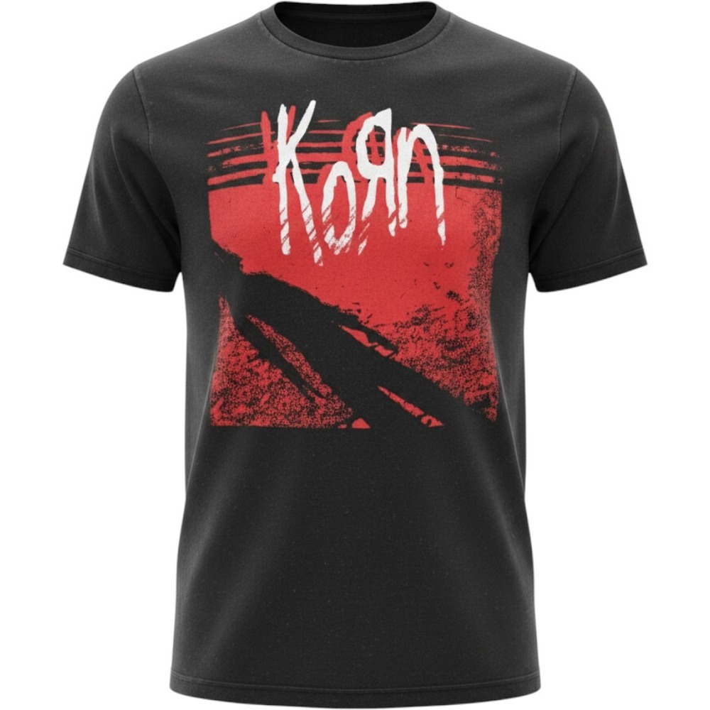 Korn Shadow Man T Shirt Size Large Red Black Short Sleeves